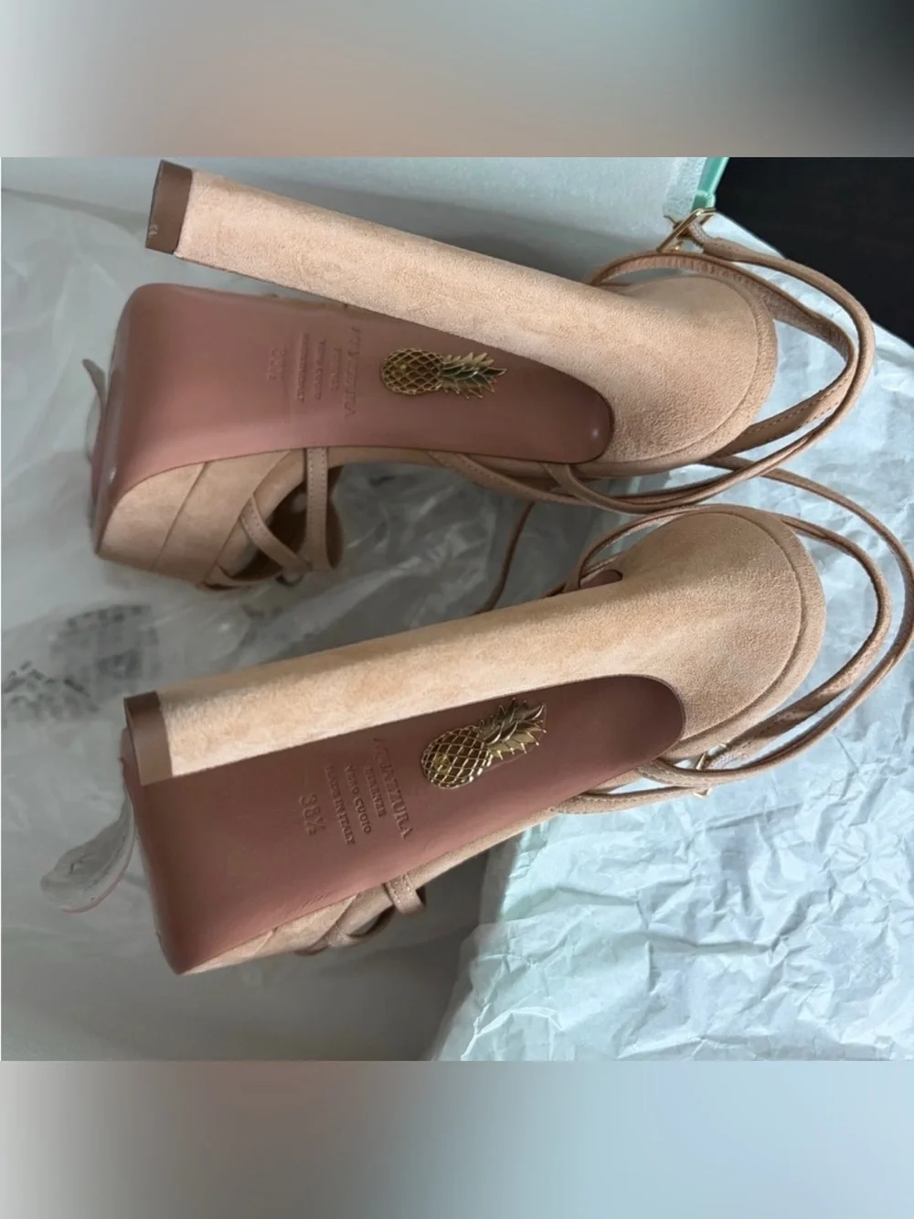 Aquazzura Blush Nude Strappy Platform Stiletto Sandal